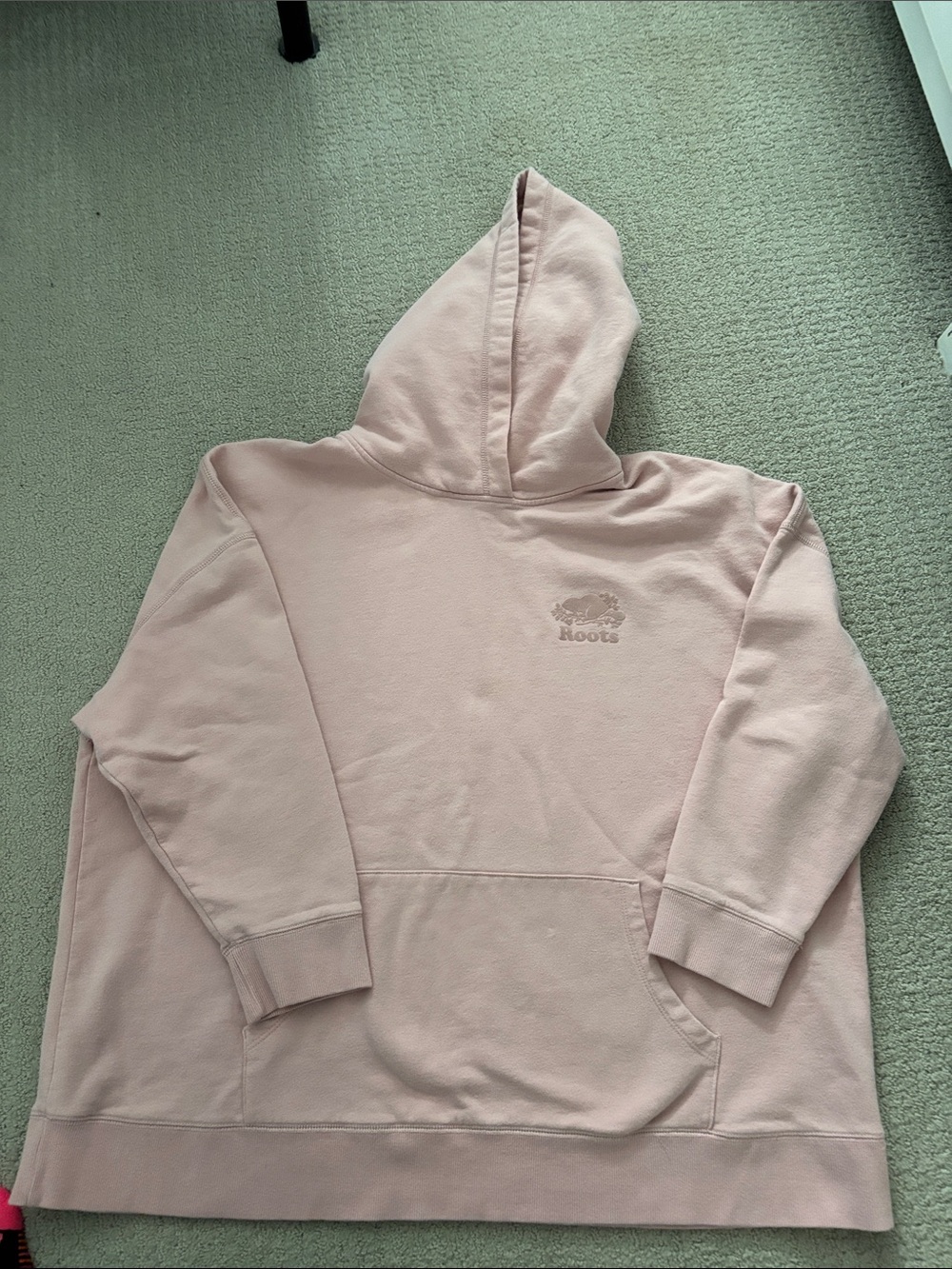 Roots Pale Pink Logo Hoodie